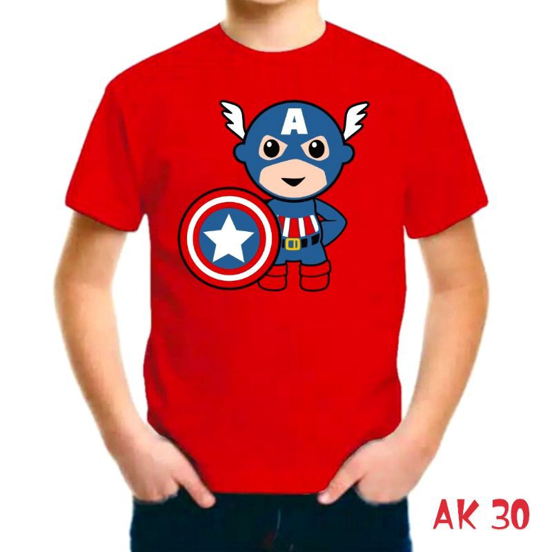 KAOS ANAK GAMBAR CAPTAIN AMERIKA SUPERHERO KODE AK 30