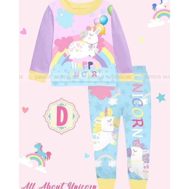 Jw109 kode d piyama unicorn pink sz 8-13thn
