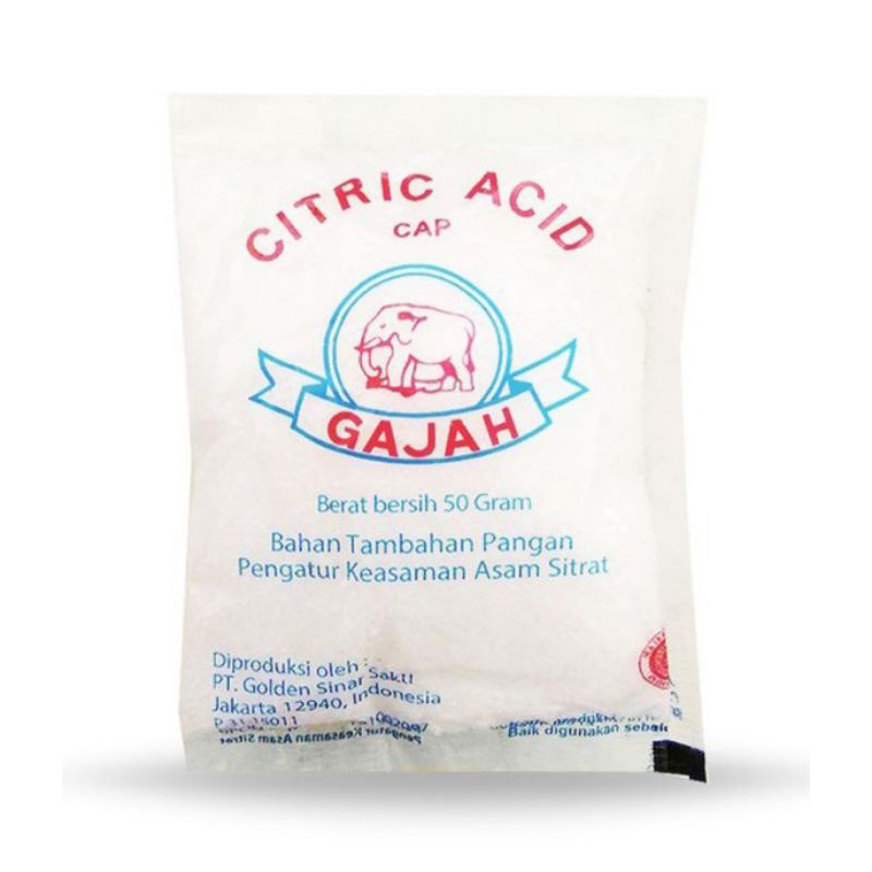 

CITRIC ACID CAP GAJAH 10PCS RENCENG @50GRAM CITRIT ACID / CITRUN 50GRAM SIITRUN SERBAGUNA SITRUN SACHET