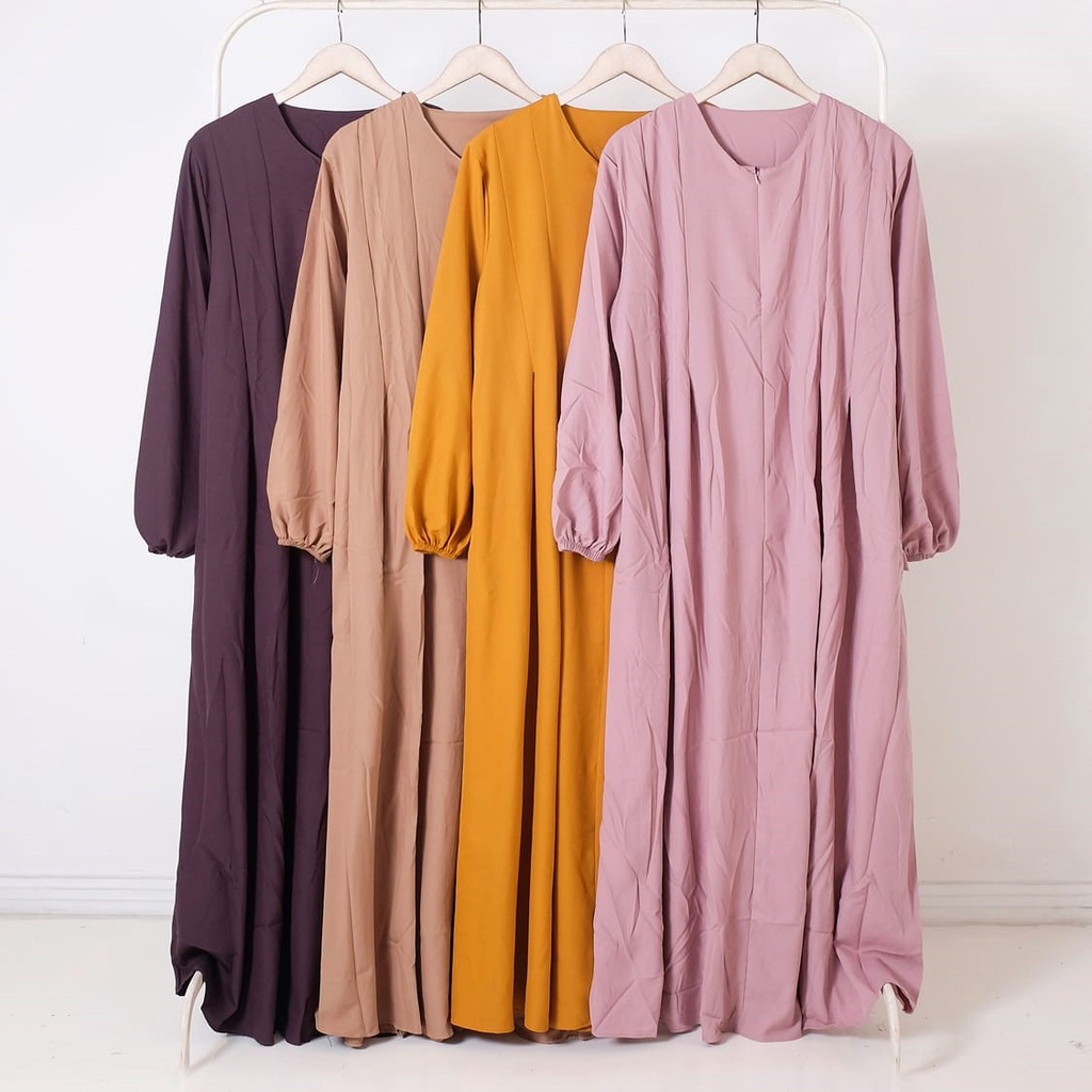 (COD/BAYAR DI TEMPAT) Zora Dress Wanita Gamis Polos Hijab Premium