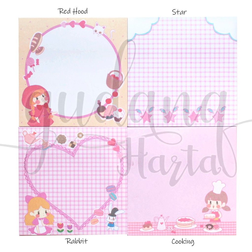 Memopad Pink Alice Red Riding Hood Unik Memo DIY Scrapbook GH 301070