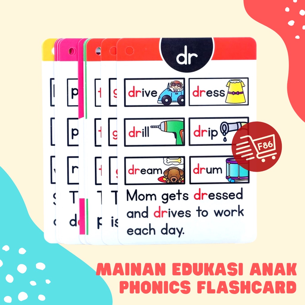 F86 [READY STOK JAKARTA] I CAN READ flashcard/ belajar membaca bahasa inggris / phonic book - 67PCS Early Learning 15 SET