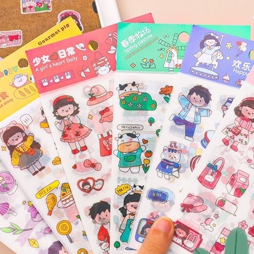 Stiker Deco Sticker / Sticker Label DIY Set Pastel Karakter