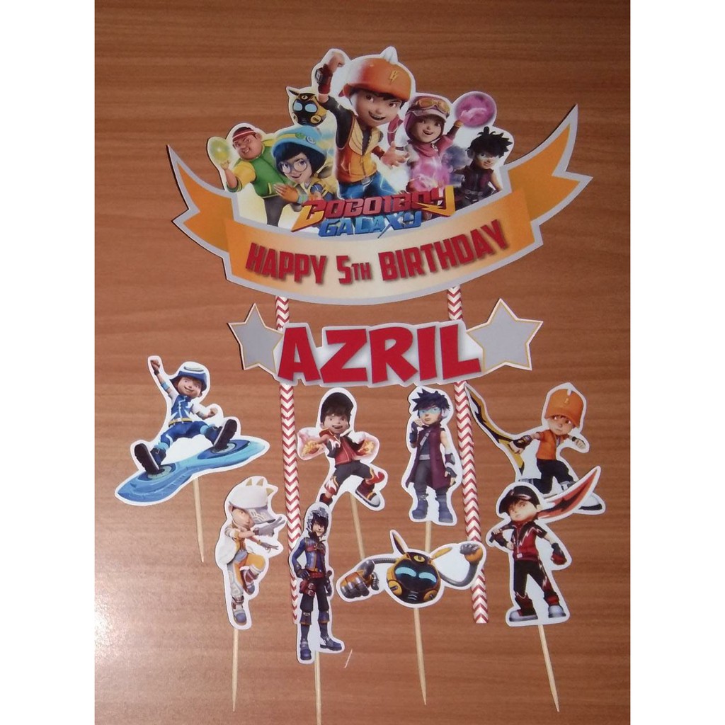 Topper cake custom nama karakter Boboiboy Spiderman Captain America Batman Naruto Ondel ondel