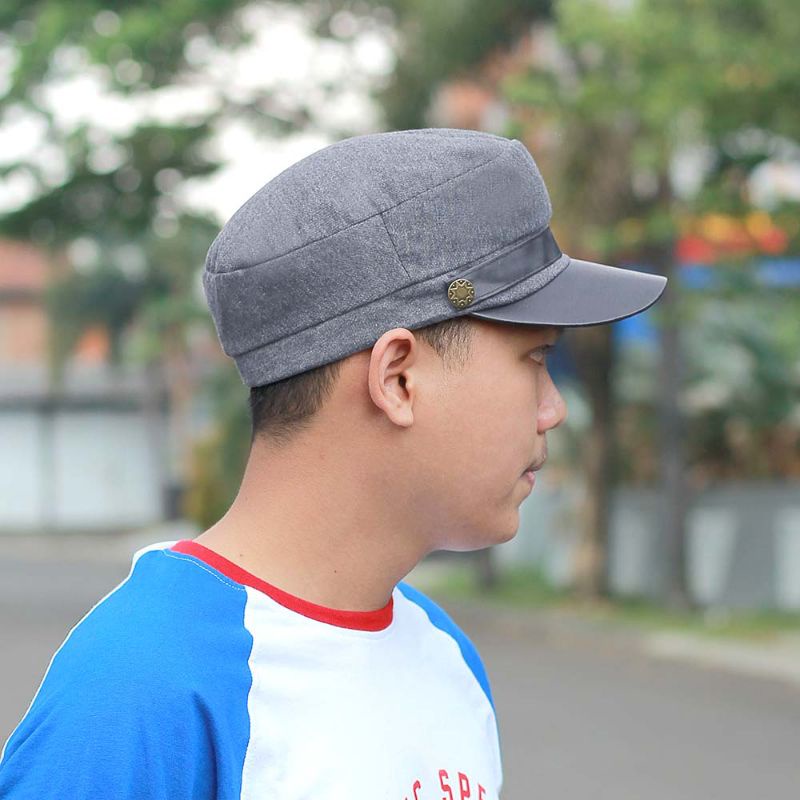 Topi Pria Baseball Clasik Hitam Abu | Topi Distro Bisbol | Captain Hat Original Premium