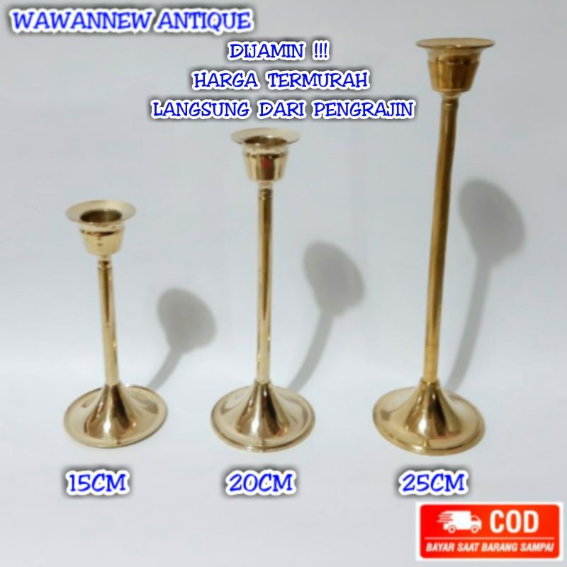 TERMURAH Tempat Lilin Polos Aromaterapi Kuningan Antik Murah L M S / Candle Holder