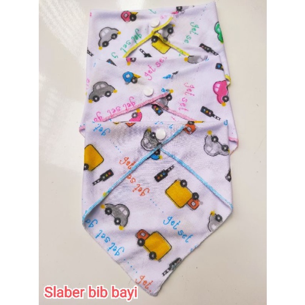 Celemek Bayi Segitiga Baby Bib Slabber Tadah Iler Bahan Katun Slaber Full Print Dengan Kancing Snap