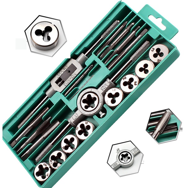 Tap And Die Set 20 Pcs Tap Dan Dies Senai Ulir Drat Baut Mur Snai Snay ZEKI