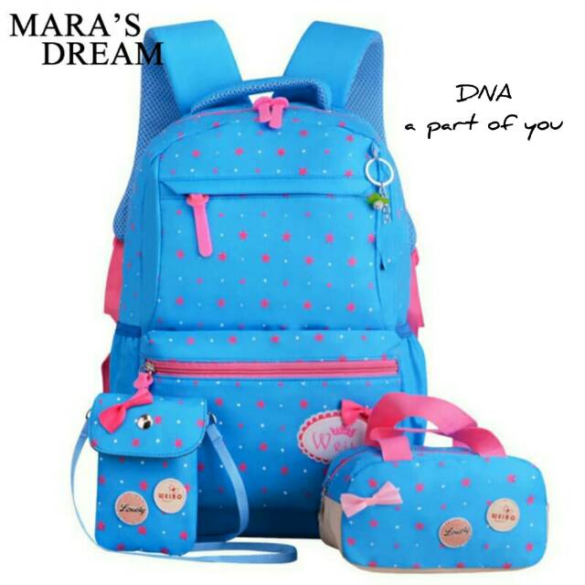 Backpack termurah/terlaris/Ransel 3in1 bintang polka