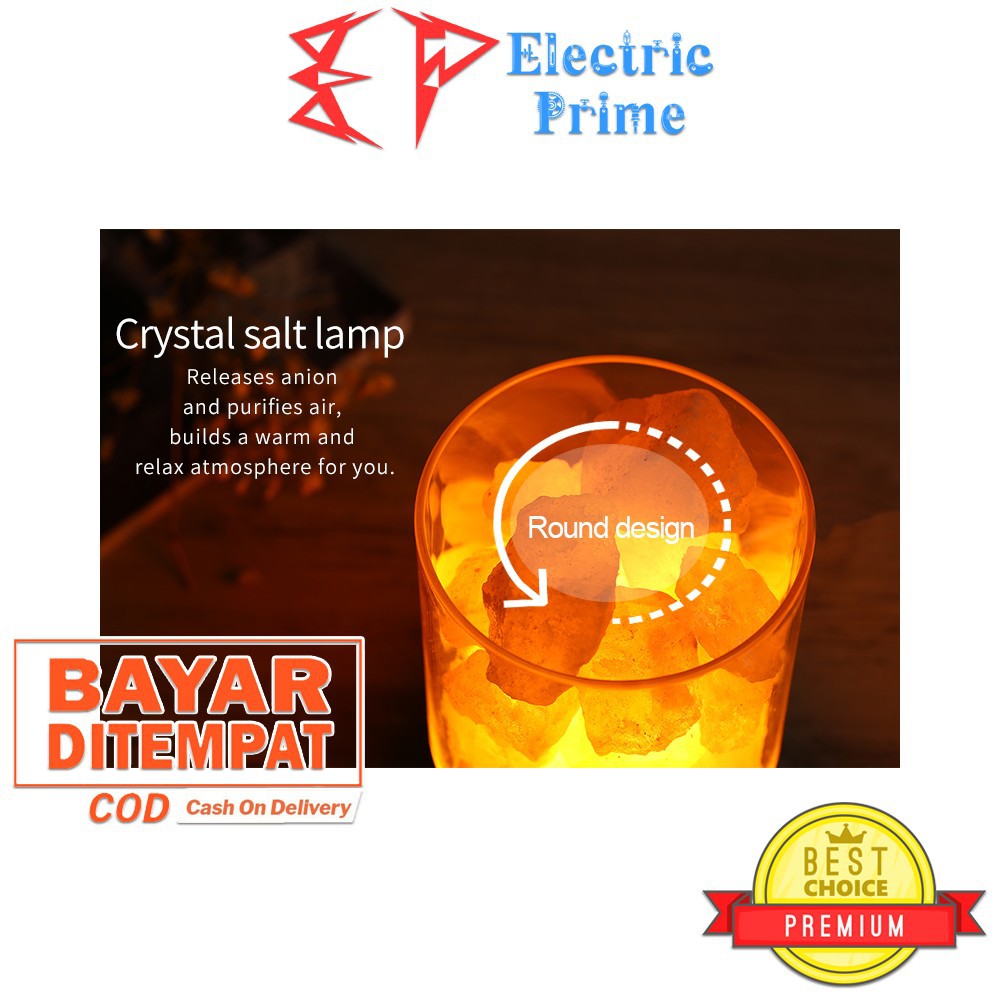 LED Lampu Batu Garam USB Kristal Himalaya Penerang Malam Tempat Tidur Kerja Ruang Tamu