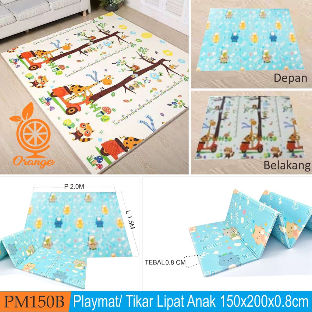 Playmat Premium Anak Bayi Lipat Tebal 1cm Double 2 Ukuran 150X200 HOME WALLPAPER SHOP-PM150-RANDOM