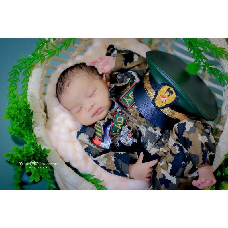 KOSTUM FOTO NEWBORN BAJU TENTARA/BAJU TNI AD/KOSTUM NEWBORN PHOTOSHOOT