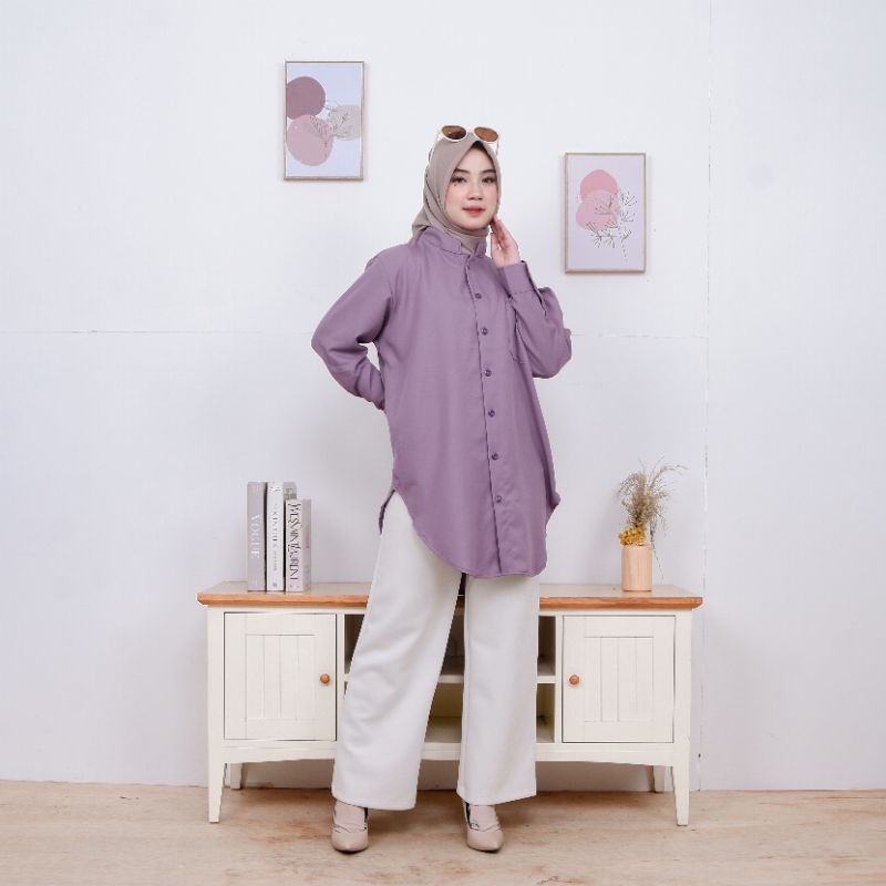 KEMEJA TUNIK POLOS BAHAN SHAKILA REAL PICTURE