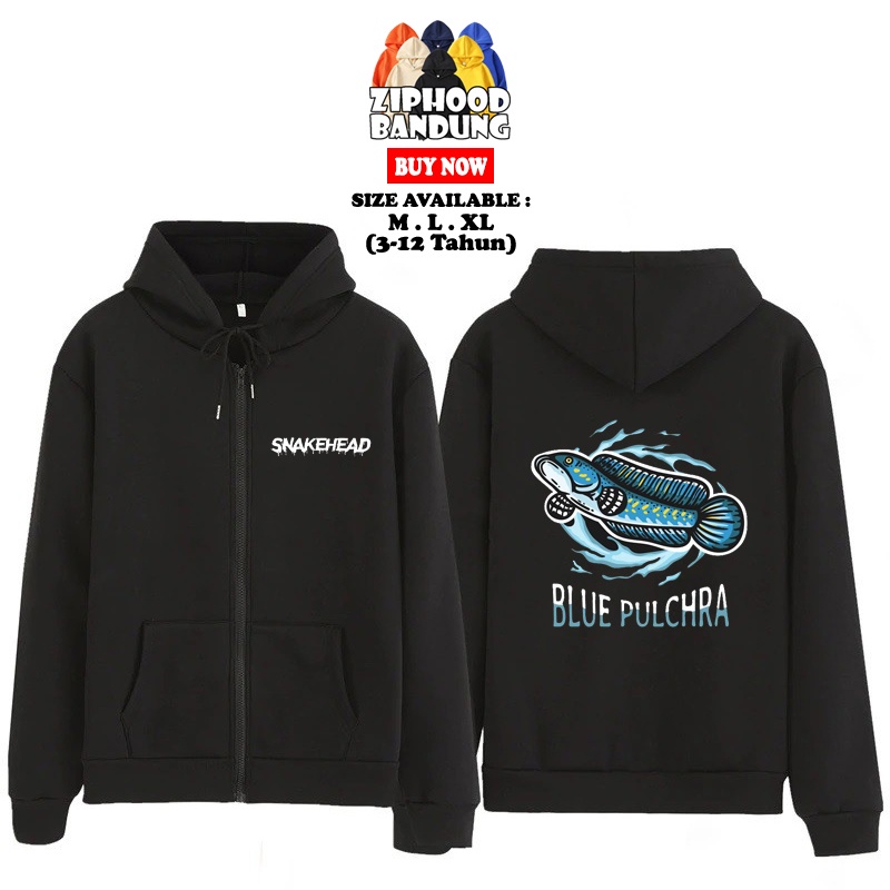 ZIPHOOD BANDUNG - Jaket Zipper Anak Animal - Hoodie Snakehead Mascot - Kaos Channa Blue Pulchra Fish