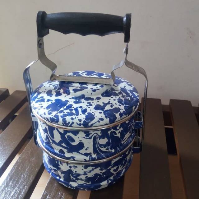 Rantang Enamel 14/2 Blirik Biru Tua