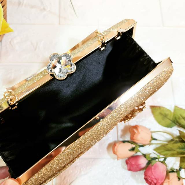 Tas Pesta STEPHANIE Embellished Crystal Box Clutch