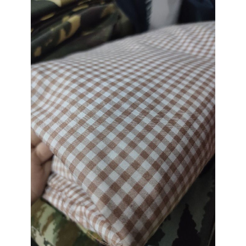 BAHAN KAIN KATUN KOTAK KREM KEMEJA SERAGAM KOTAK-KOTAK PRIA WANITA GULUNGAN METERAN (YARD)