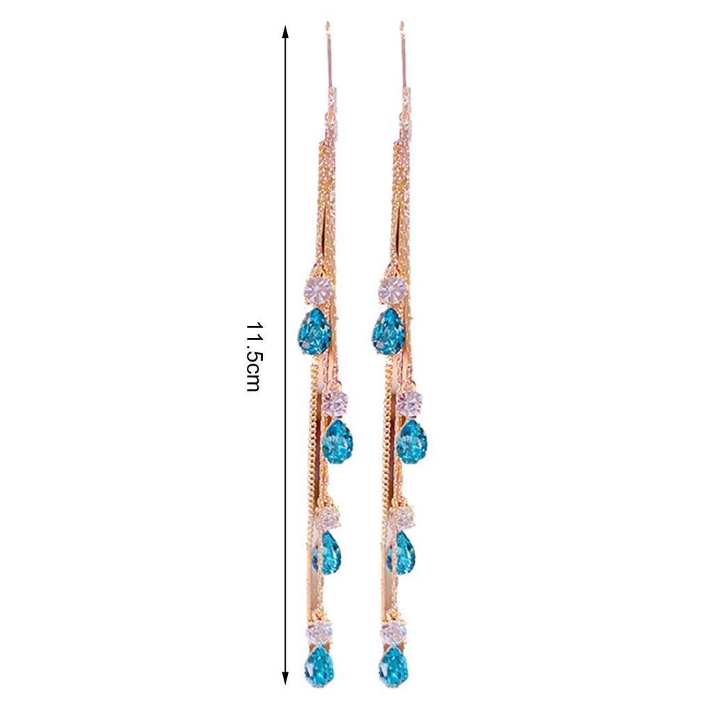 Hu Hu Hu Hu Hu Alat Bantu Pasang Kacamata♡ 1 Pasang Anting Rumbai Menjuntai Aksen Kristal Imitasi Warna Kontras Untuk Wanita