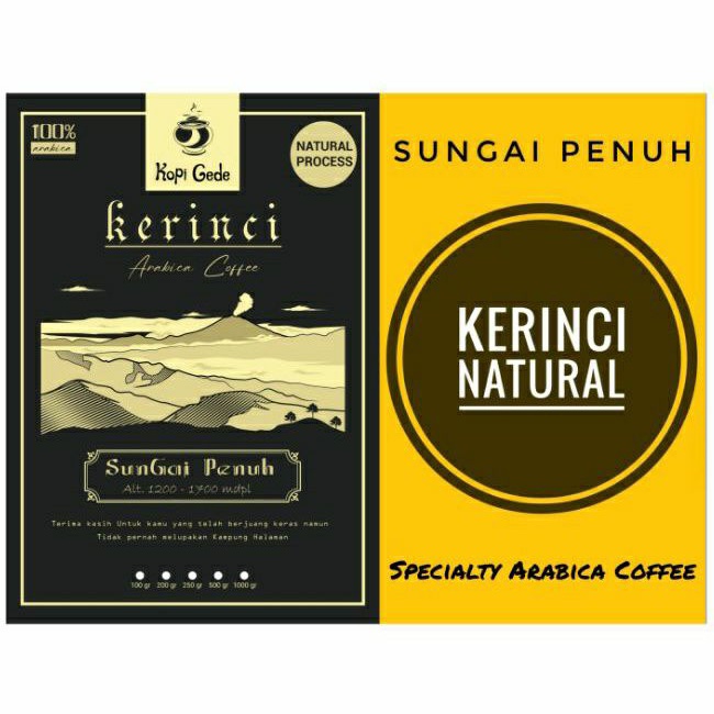 

KOPI ARABIKA KERINCI NATURAL 250 Gram (biji / bubuk) Specialty Arabica