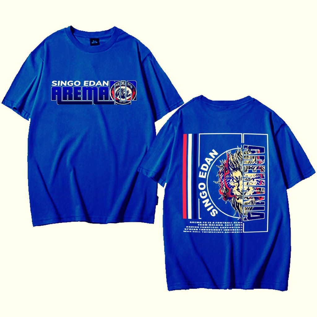 Kaos Aremania Arema FC Malang Indonesia Biru Baju Distro Pria Katun Tebal