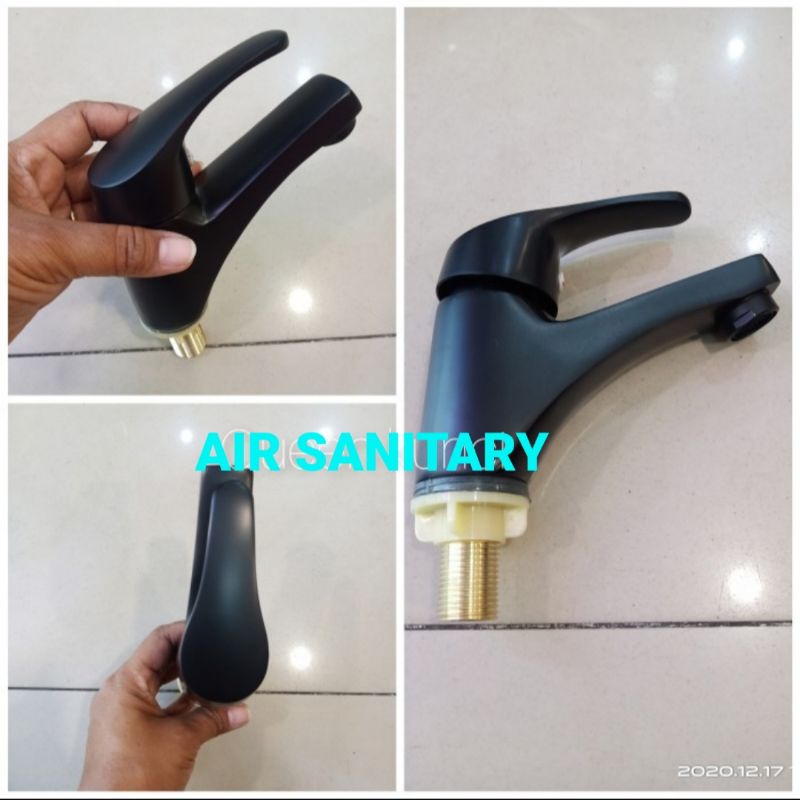 kran wastafel updown hitam / kran wastafel cuci tangan single lever