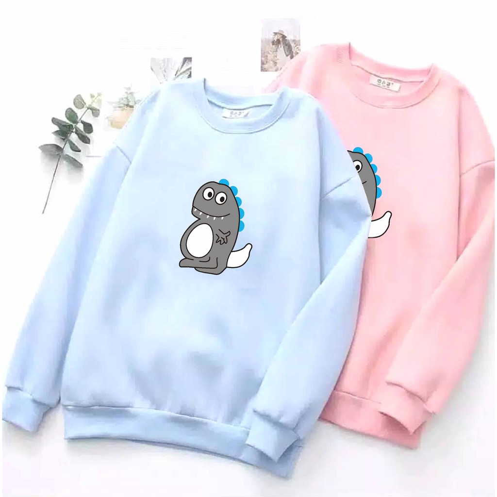 Fenishastore Sweater Wanita Lengan Panjang Trendy GODZILLA Bisa Bayar Di Tempat COD