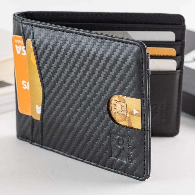 Dompet pria/ Dompet KULIT Pria ASLI Carbon Karbon Hitam Merah Pendek- Ishiya Veyron | DOMPET PRIA