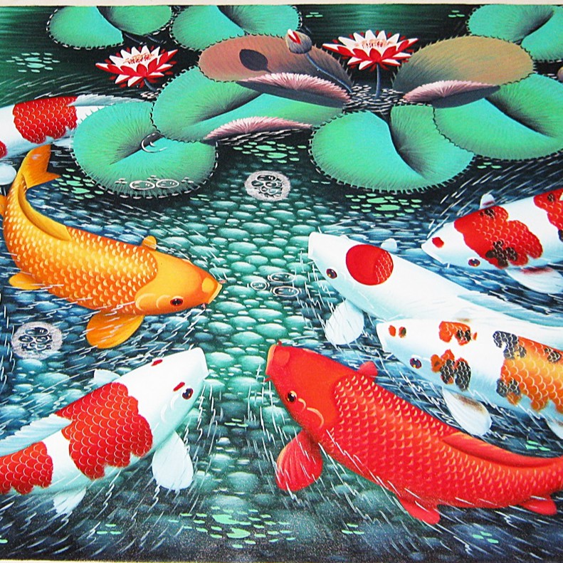 Jual Lukisan Ikan Koi 9 Ukuran Besar Desain Terbaru New Model 85x135cm Kota Denpasar Bali Bagus Art Tokopedia