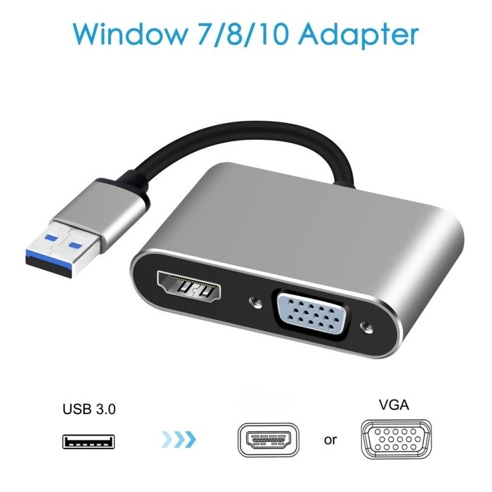 Konverter Usb 3.0 to Hdtv vga Adapter Full HD - Cable Usb to hdtv vga 1080p converter