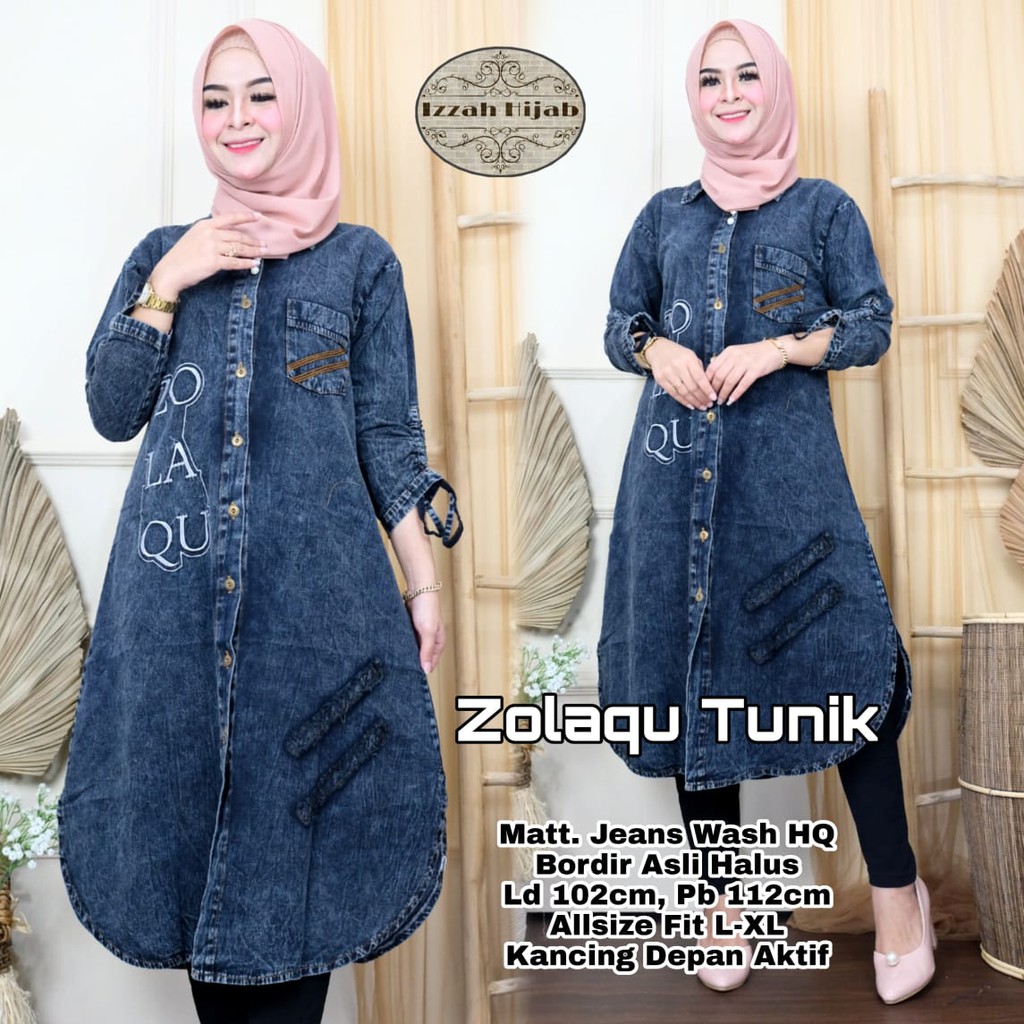 Atasan Wanita Tunik Jeans Zolaqu By Izzah