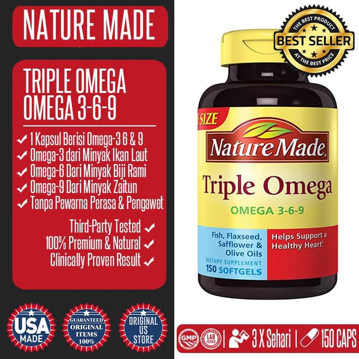 Nature Made Triple Omega 3 6 9 - Fish Oil Flaxseed Safflower Olive Oil