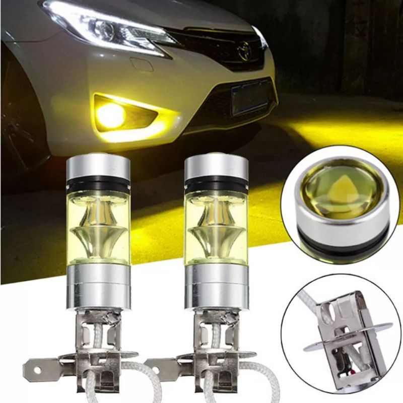 LED H3 Big Yellow Kuning 3000k - Bohlam Lampu Tembak Sorot Kabut Motor Mobil H 3 Foglamp Fog Lamp