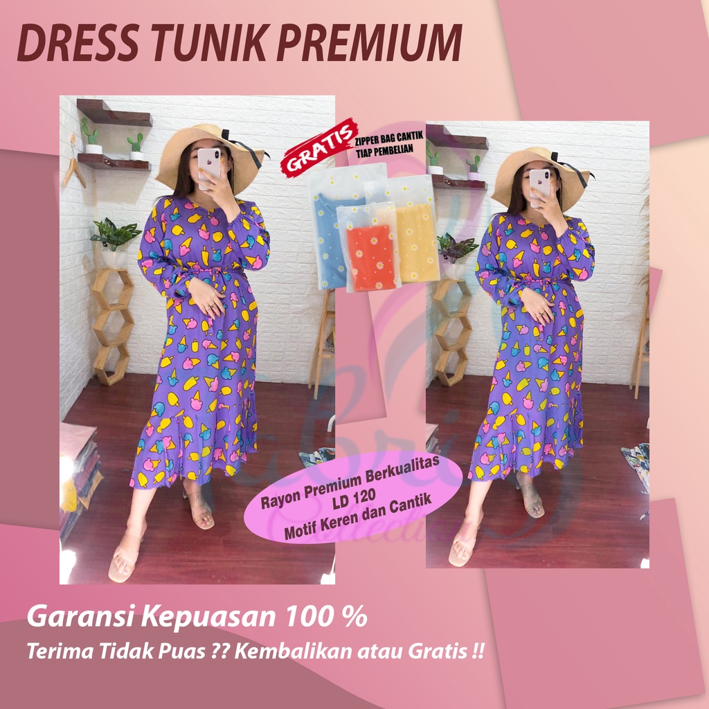 Daster Tunik Lengan Panjang Kekinian Dress Tunik Wanita Casual Jumbo LD 120