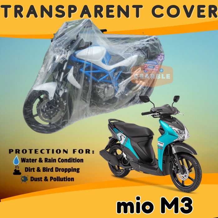 Sarung Cover Motor Plastik Transparan Mio Waterproof Jaket Tutup Mantel Motor Mio M3 Anti Air