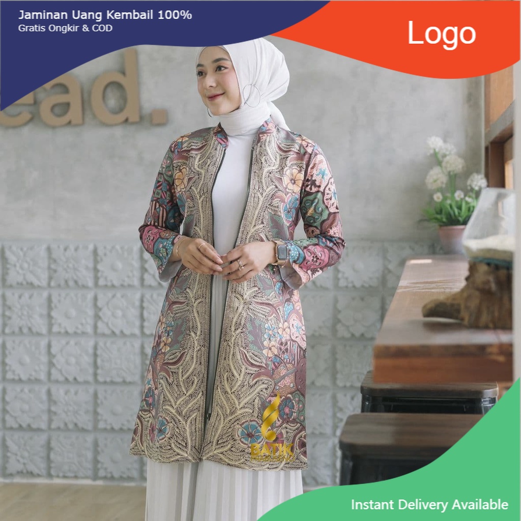 Original Batik Prabuseno - SALSA Tunik Batik Wanita Lengan Panjang Printing Handmade Premium Lapis F
