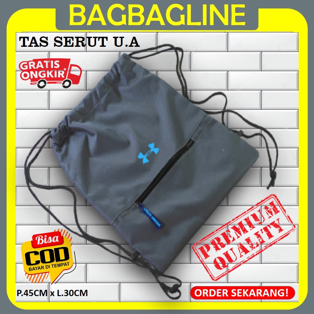 Tas Serut Pria Wanita Drawstring Olahraga gym String Bag Gymsack UA Ransel Serut Futsal Distro Terbaru Murah / COD