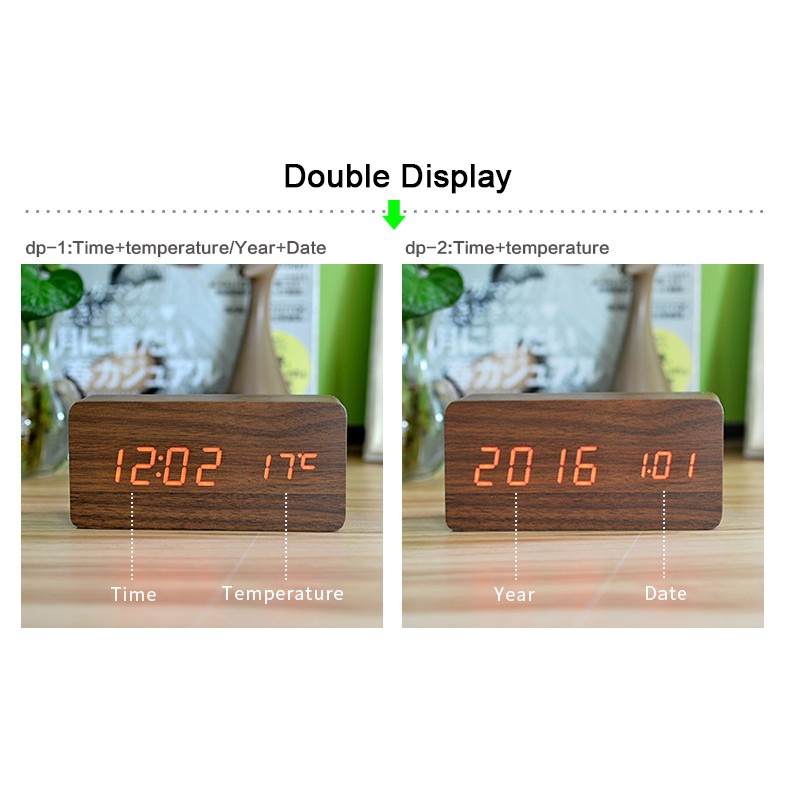 (100% BARANG ORI) Jam Alarm LED Wood