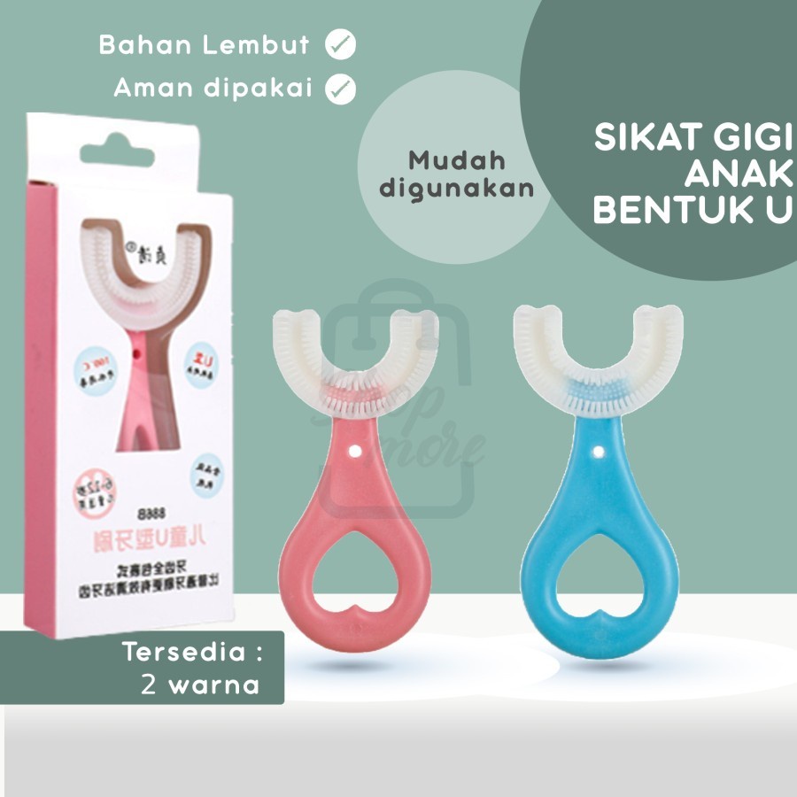 Sikat Gigi Bentuk U Bahan Silikon Untuk Anak Bayi S untuk 2-6 tahun