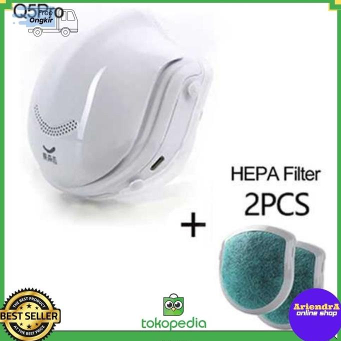 Masker Udara Electric Mask Hepa Filter Usb Rechargeable Q5 Pro-Xiaomi