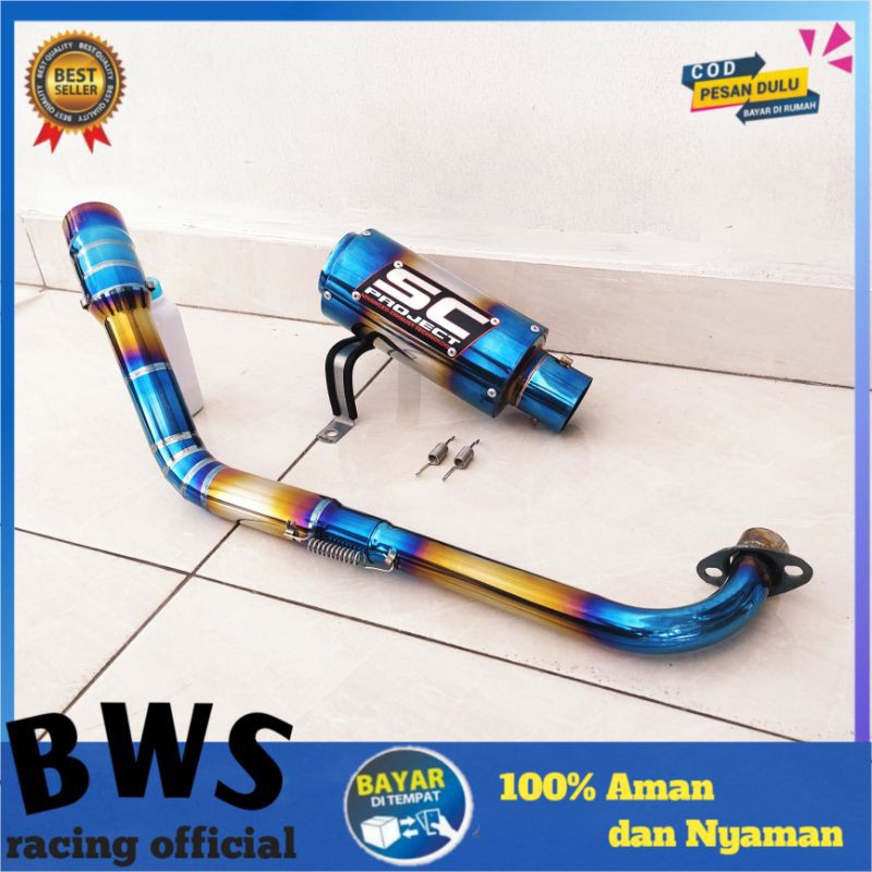 Knalpot SC project Blue gold Jupiter Supra x125 vega Blade Kharisma leher kolong