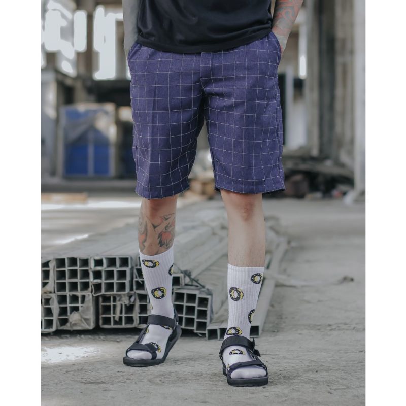 short pants tartan casual bahan mattwill katun model slim cocok di pakaiharian