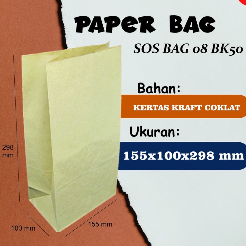 

PAPER BAG SOS BAG 08 BK50 (1 PACK ISI 100 PCS)