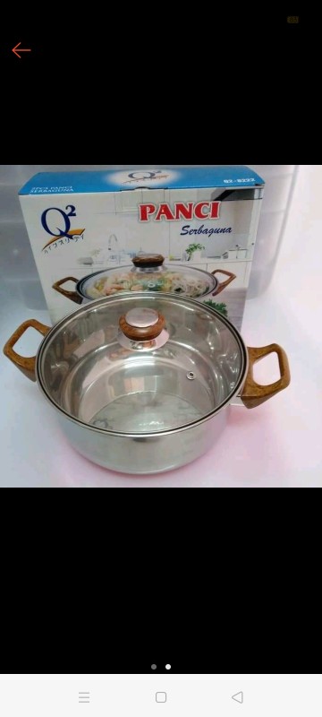 Panci Kuah Serbaguna Q2 8222 Tutup Kaca Stainless Q2-8222