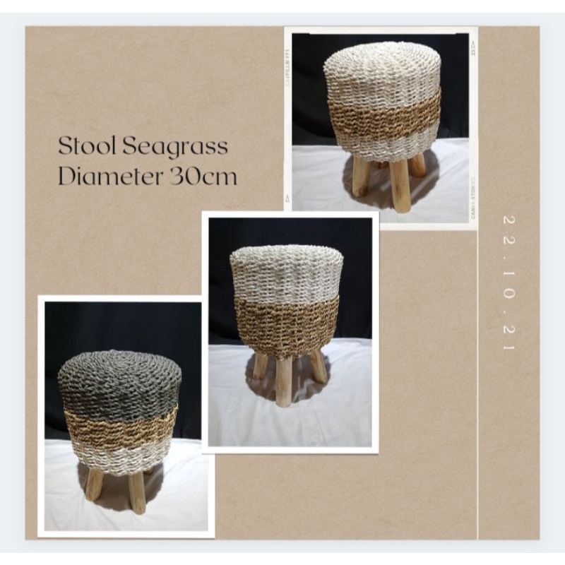 Promo Kursi Stool Anyaman Seagrass Bulat / Stool Bangku Bulat Ukuran 30cm Minimalis / Homedekor Kurs