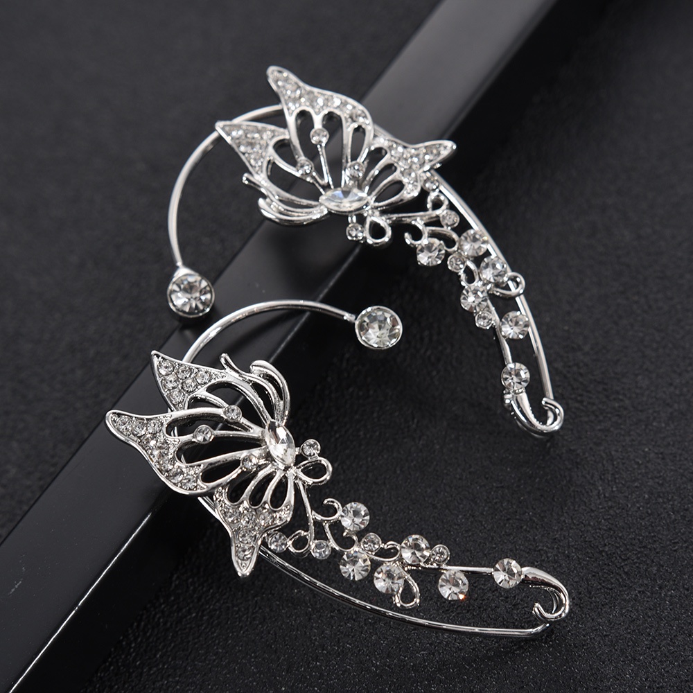 Anting Hoop Zircon Berlian Imitasi Model Kupu-Kupu Menjuntai Gaya Korea Untuk Wanita