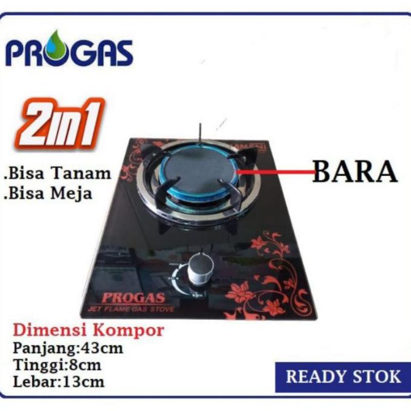 KOMPOR PROGAS 1 TUNGKU KACA BISA TANAM DAN DI ATAS MEJA