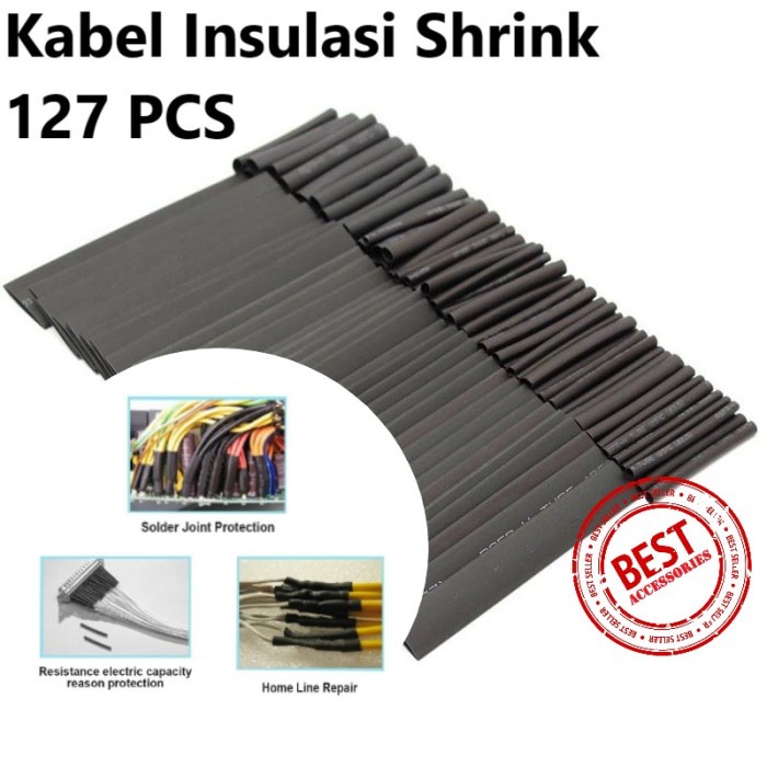 Isolasi Listrik Selongsong Pelapis Kabel Heat Shrink 127 PCS