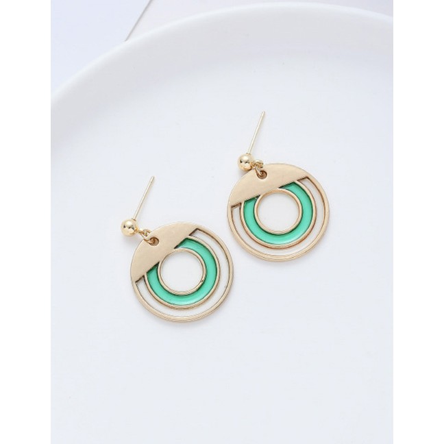 LRC Anting Tusuk Fashion Geometric Contrast Color Stitching Oil Drop Hollow Alloy Earrings K44517