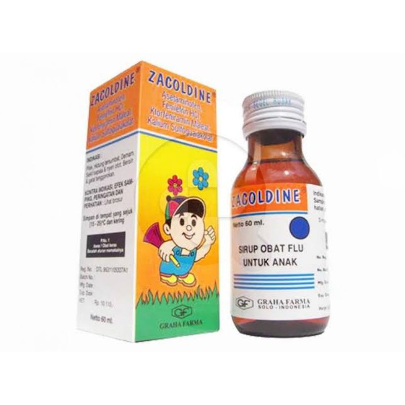 Zacoldine sirup flu batuk anak-anak 60ml.