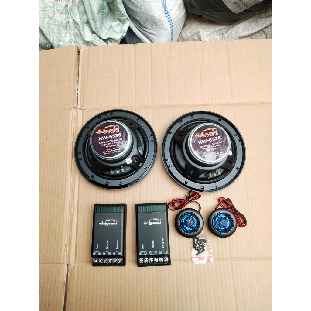 speaker mobil / speaker split 2 way / tweeter speaker mobil hollywood / speaker mobil hollywood HW-6536/5 Speaker Split 2-Way Hollywood HW-6535 6 Inch 1 Set Audio Pintu Mobil